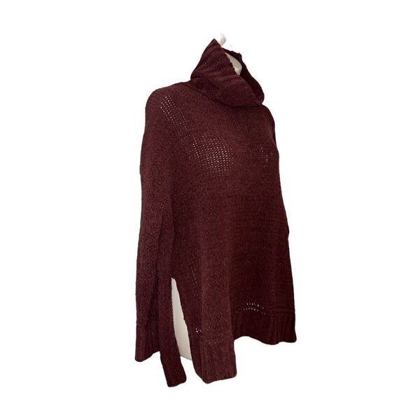Aerie Women's Burgundy Knit Oversized Turtleneck Sweater Size S/P - Picture 2 of 7
